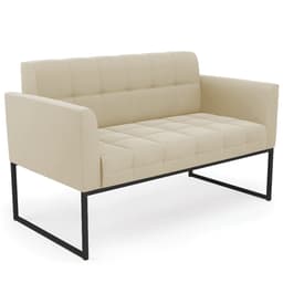 Sofá Namoradeira Base Industrial Preto Ana Suede Bege - Ibiza