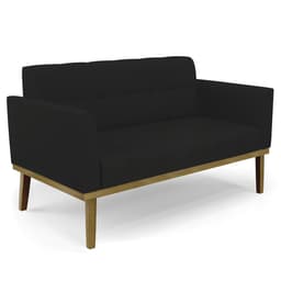 Sofá Namoradeira Base Madeira Castanho Ana Linho Preto - Ibiza