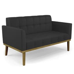 Sofá Namoradeira Base Madeira Castanho Ana Sintético Preto - Ibiza