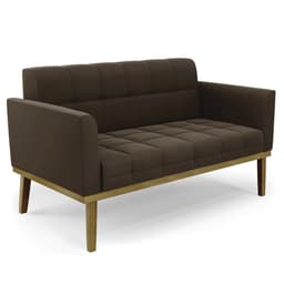 Sofá Namoradeira Base Madeira Castanho Ana Suede Marrom - Ibiza