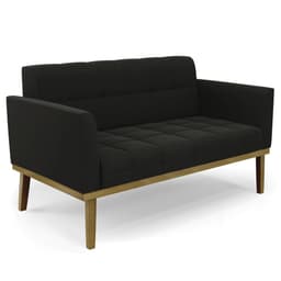 Sofá Namoradeira Base Madeira Castanho Ana Suede Preto - Ibiza