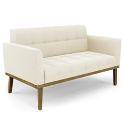 Sofá Namoradeira Base Madeira Castanho Ana Veludo Bege - Ibiza