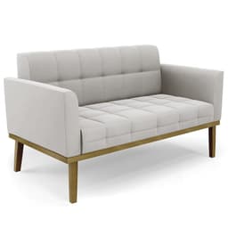 Sofá Namoradeira Base Madeira Castanho Ana Veludo Cinza - Ibiza