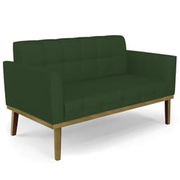 Sofá Namoradeira Base Madeira Castanho Ana Veludo Luxo Verde - Ibiza