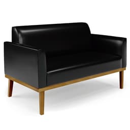 Sofá Namoradeira Base Madeira Castanho Maressa Sintético PU Preto - Ibiza