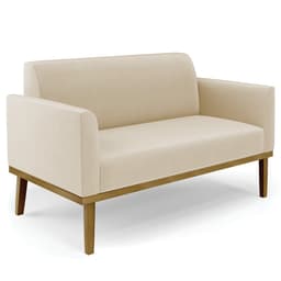Sofá Namoradeira Base Madeira Castanho Maressa Suede Bege - Ibiza