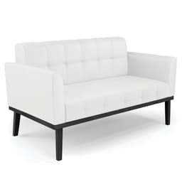 Sofá Namoradeira Base Madeira Preto Ana Sintético Branco - Ibiza