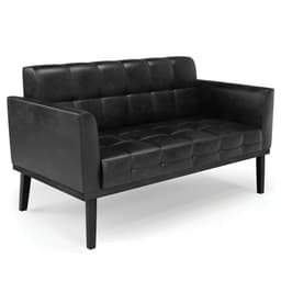 Sofá Namoradeira Base Madeira Preto Ana Sintético PU Preto - Ibiza