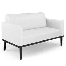 Sofá Namoradeira Base Madeira Preto Maressa Sintético Branco - Ibiza