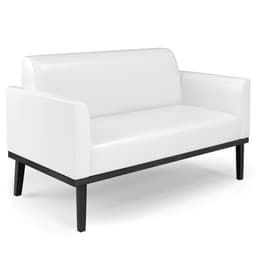 Sofá Namoradeira Base Madeira Preto Maressa Sintético PU Branco - Ibiza