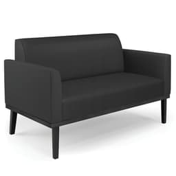 Sofá Namoradeira Base Madeira Preto Maressa Sintético Preto - Ibiza