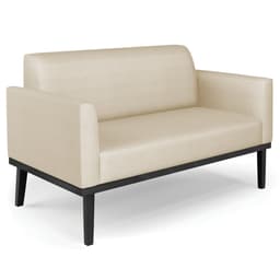 Sofá Namoradeira Base Madeira Preto Maressa Veludo Luxo Off White - Ibiza