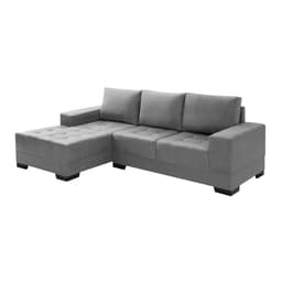 Sofá 3 Lugares Patrícia com Chaise Esquerdo Suede Liso Cinza