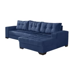 Sofá 5 Lugares Bia com Chaise Direito Suede Azul Marinho