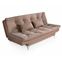 Sofá-Cama 3 Lugares Casal Versátil Veludo Liso Chocolate