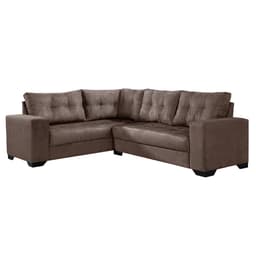 Sofá de Canto 5 Lugares Bia Suede Marrom
