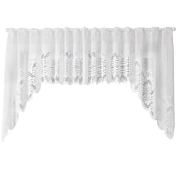 Cortina Cascata Clássica Arabescos 3x1m Bandô para Janela de Cozinha Branco Interlar