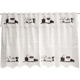 Cortina Para Cozinha Interlar 2,2x1,2m Estampa Coffee Cortina De Renda Marfim