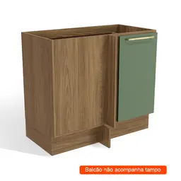 Balcão de Canto Botanic 1 Porta Nogueira e Verde Oliva