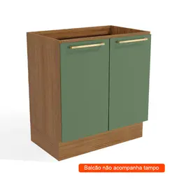 Balcão de Cozinha Botanic 2 Portas Nogueira e Verde Oliva