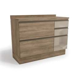 Balcão de Cozinha Bruges com Tampo 1 Porta 4 Gavetas Nogal