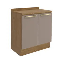 Balcão de Cozinha com Tampo Botanic 2 Portas Fendi e Nogueira