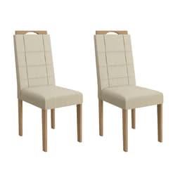 Conjunto com 2 Cadeiras Elle Linho Bege e Freijó