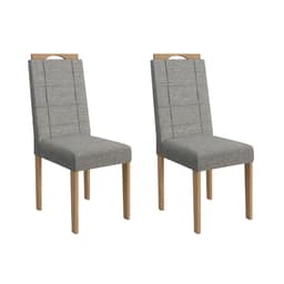 Conjunto com 2 Cadeiras Elle Linho Cinza e Freijó