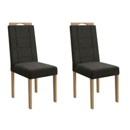 Conjunto com 2 Cadeiras Elle Veludo Chumbo e Freijó