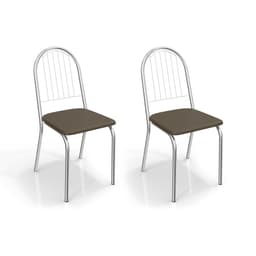Conjunto com 2 Cadeiras Noruega Cromada e Marrom Escuro
