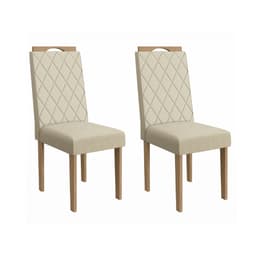 Conjunto com 2 Cadeiras Riva Linho Bege e Freijó