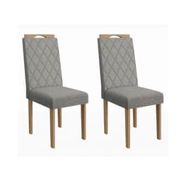 Conjunto com 2 Cadeiras Riva Linho Cinza e Freijó