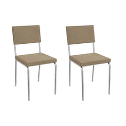 Conjunto com 2 Cadeiras Zaria Veludo Bege e Cromado