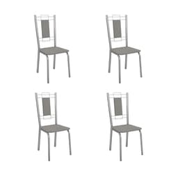 Conjunto com 4 Cadeiras Florença Veludo Cinza Claro e Cromado