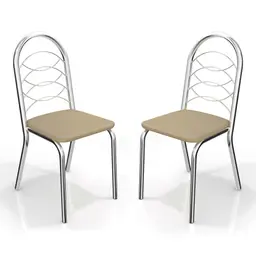 Conjunto de Cadeira Holanda Cromada Cor Nude 2 Peças Kappesberg