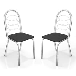 Conjunto de Cadeira Holanda Cromada Cor Preto 2 Peças Kappesberg