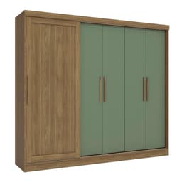 Guarda-Roupa Casal Tormaline 5 Portas 4 Gavetas Nogueira e Verde Oliva