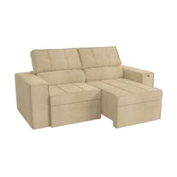Sofá 2 Lugares Retrátil e Reclinável Lanus Bouclé Bege