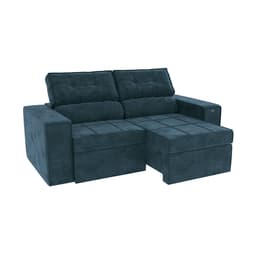 Sofá 2 Lugares Retrátil e Reclinável Lanus Veludo Azul Marinho