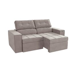 Sofá 2 Lugares Retrátil e Reclinável Lanus Veludo Cinza Claro