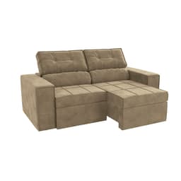 Sofá 3 Lugares Retrátil e Reclinável Lanus Veludo Bege 206 cm