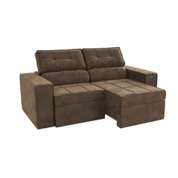 Sofá 3 Lugares Retrátil e Reclinável Lanus Veludo Marrom 206 cm