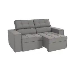 Sofá 3 Lugares Retrátil e Reclinável Lanus Veludo Titânio 206 cm