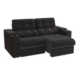 Sofá 3 Lugares Retrátil e Reclinável Premier Veludo Preto