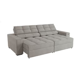 Sofá 4 Lugares Retrátil e Reclinável Deluxe Bouclé Cinza