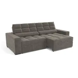 Sofá 4 Lugares Retrátil e Reclinável Deluxe Molas Veludo Chumbo 268 cm