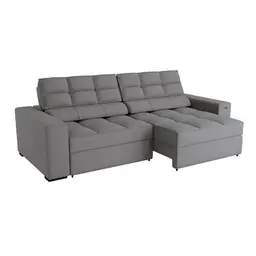 Sofá 4 Lugares Retrátil e Reclinável Deluxe Molas Veludo Titânio 268 cm