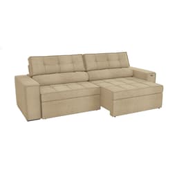 Sofá 4 Lugares Retrátil e Reclinável Lanus Bouclé Bege 270 cm