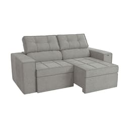 Sofá 4 Lugares Retrátil e Reclinável Lanus Bouclé Cinza 270 cm