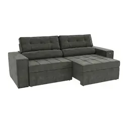 Sofá 4 Lugares Retrátil e Reclinável Lanus Veludo Chumbo 250 cm